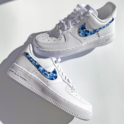 Blue Camo Swoosh Airforce 1s