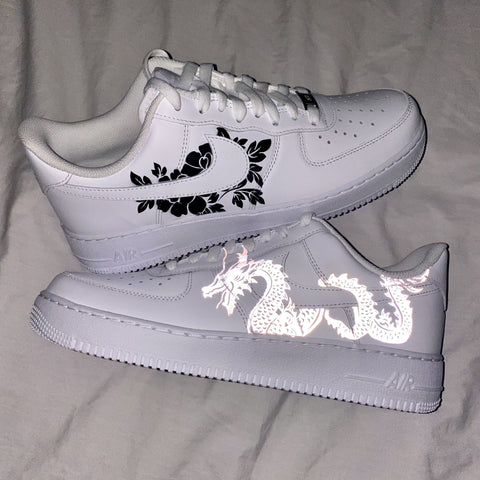 Reflective Dragon/Chinese Rose Airforce 1s