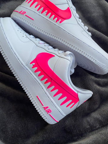 Neon Pink Drippy Airforce 1s