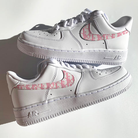 Pink Print Swoosh Airforce 1s