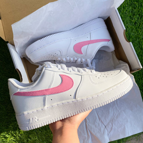 Carnation Pink Swoosh Airforce 1s