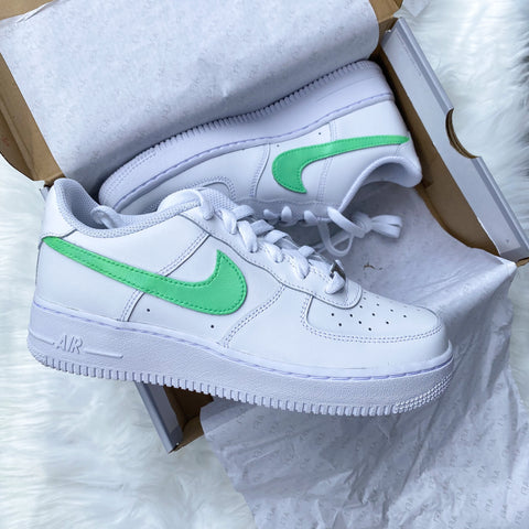 Pastel Green Swoosh Airforce 1s