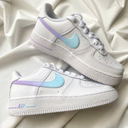 Blue/Purple Ombre Swoosh Airforce 1s