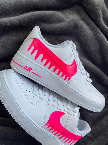 Neon Pink Drippy Airforce 1s